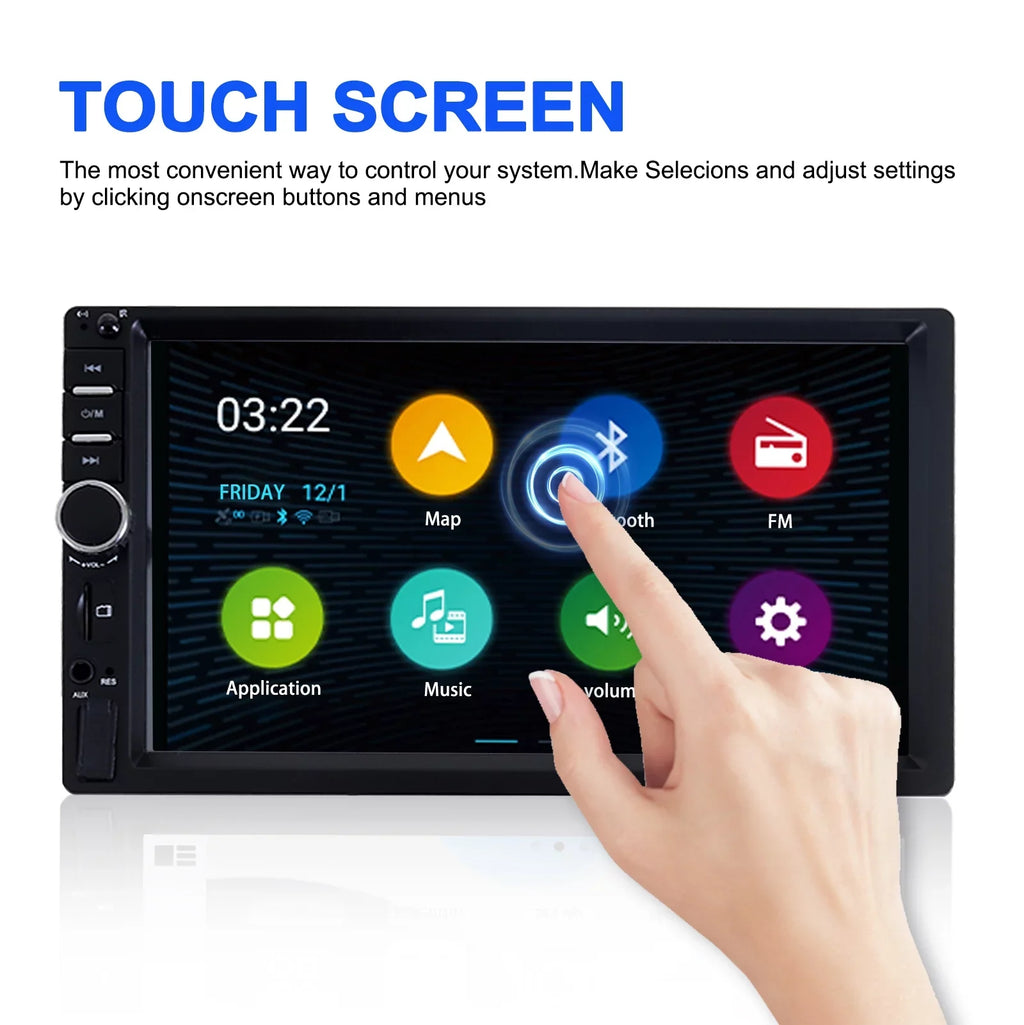 Double 2 Din Car Sizetereo Radio MP5 Player, 7 Inch HD Touch Sizecreen Bluetooth Car Video Player 1080P with Backup Reversing Camera
