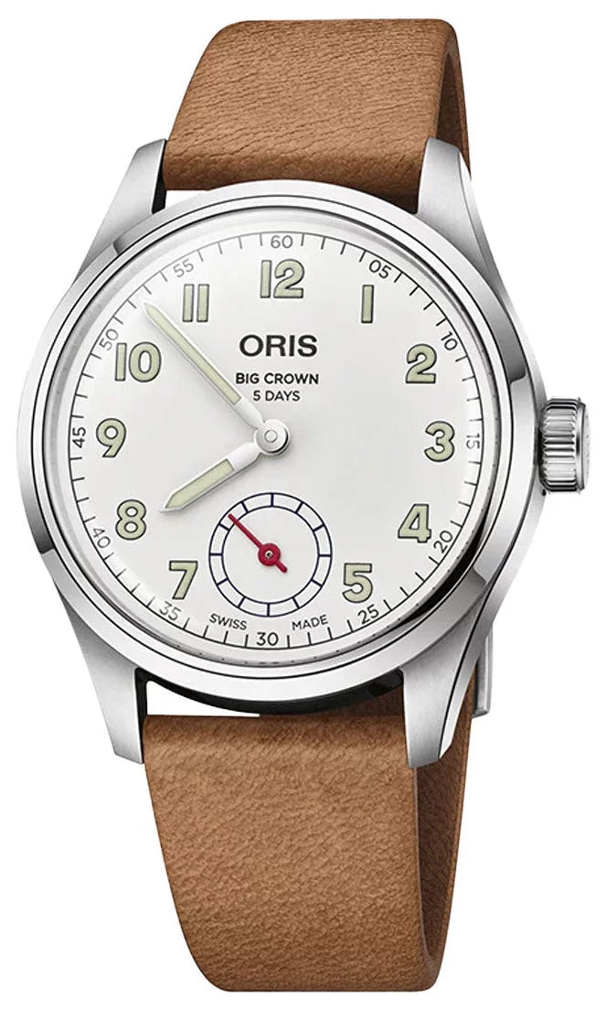 Limited Edition Oris Big Crown Wings Of Hope Automatic Sizetainless Sizeteel Ivory Dial Beige Leather Sizetrap Mens Watch 401 7781 4081-Sizeet