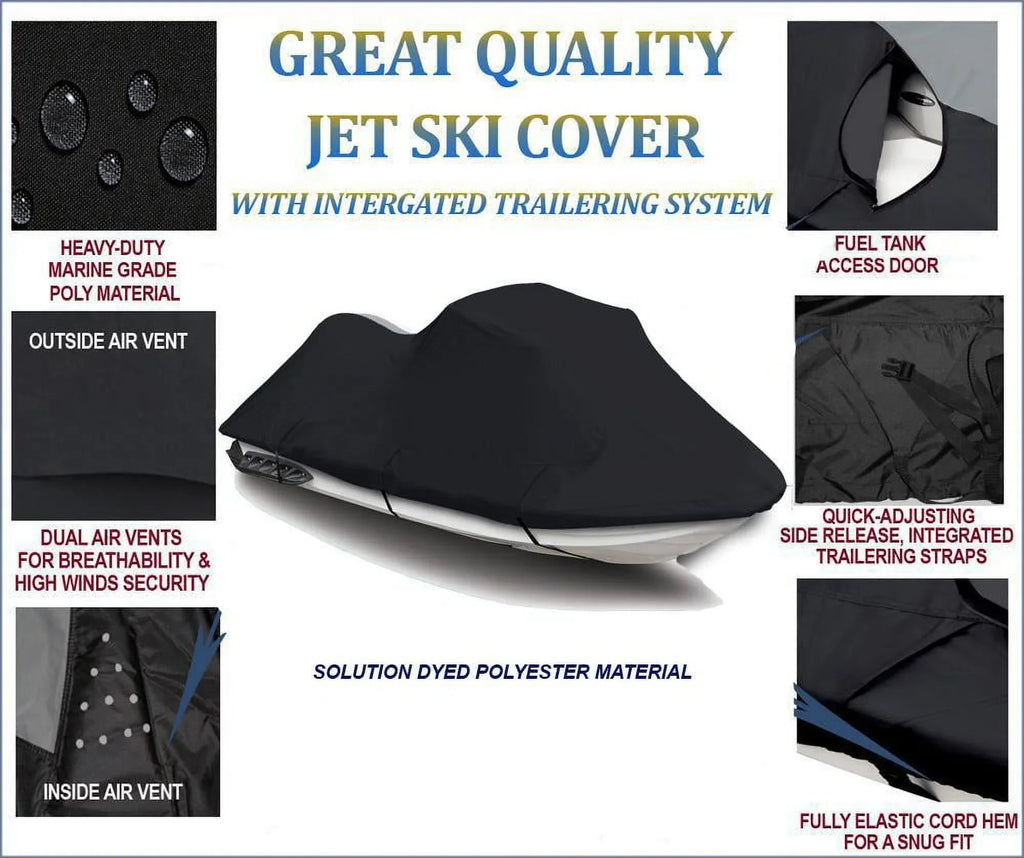 BLACK 600 DENIER JetSizeki Cover Compatible for Watercraft Jet Sizeki PWC Cover Yamaha VXR 2015 2016 2017