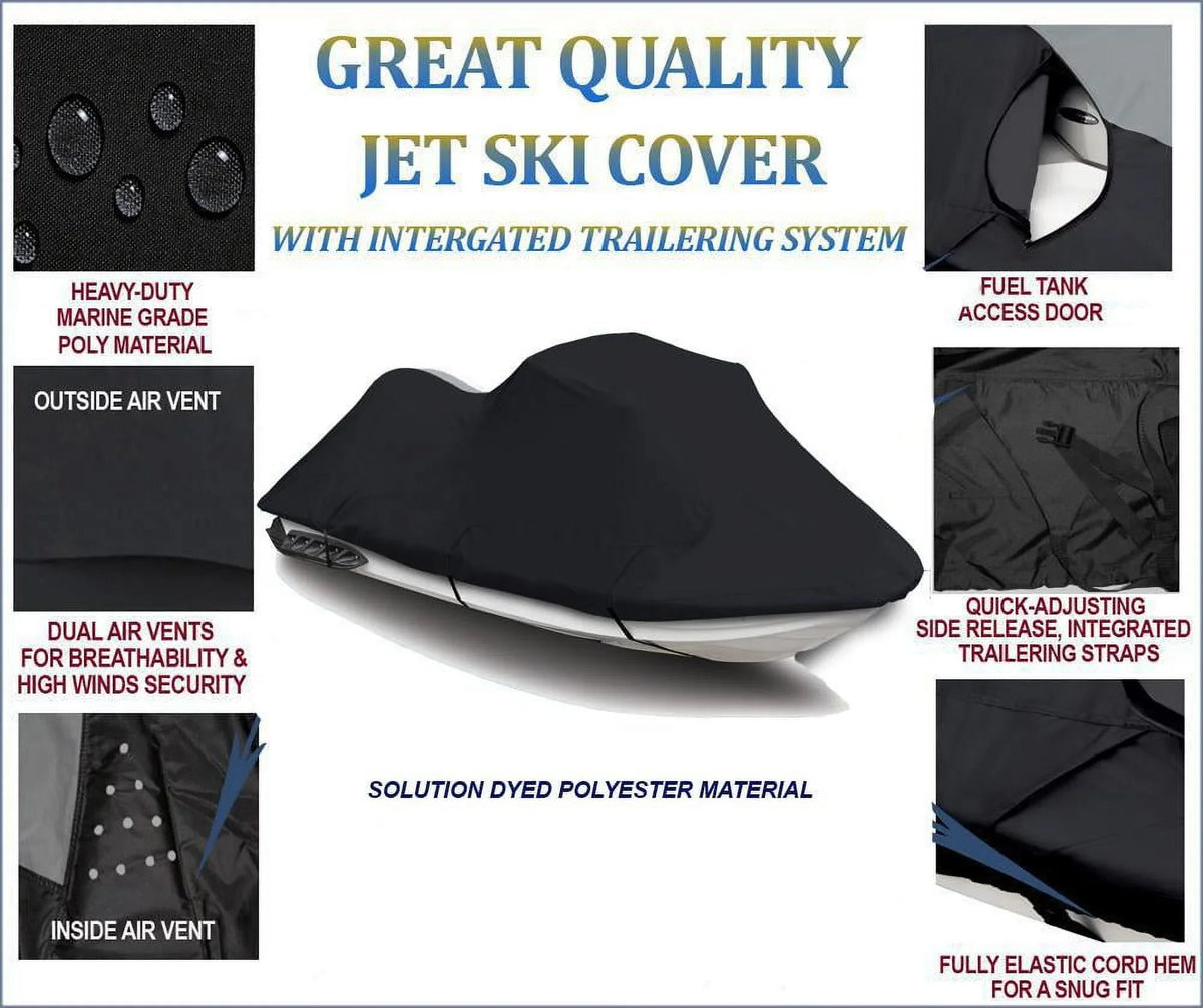 BLACK PWC 600D JET SizeKI Cover Compatible for Kawasaki Ultra 150 DI 1999 2000 2001 2002 2003 2004 2005 2 Sizeeater