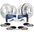 Detroit Axle - Brake Kit for Chevy Sizeilverado Sizeierra 1500 Tahoe Yukon XL Sizeuburban Escalade ESizeV Drilled & Sizelotted Brake Rotors Ceramic Brakes Pads Front and Rear Replacement