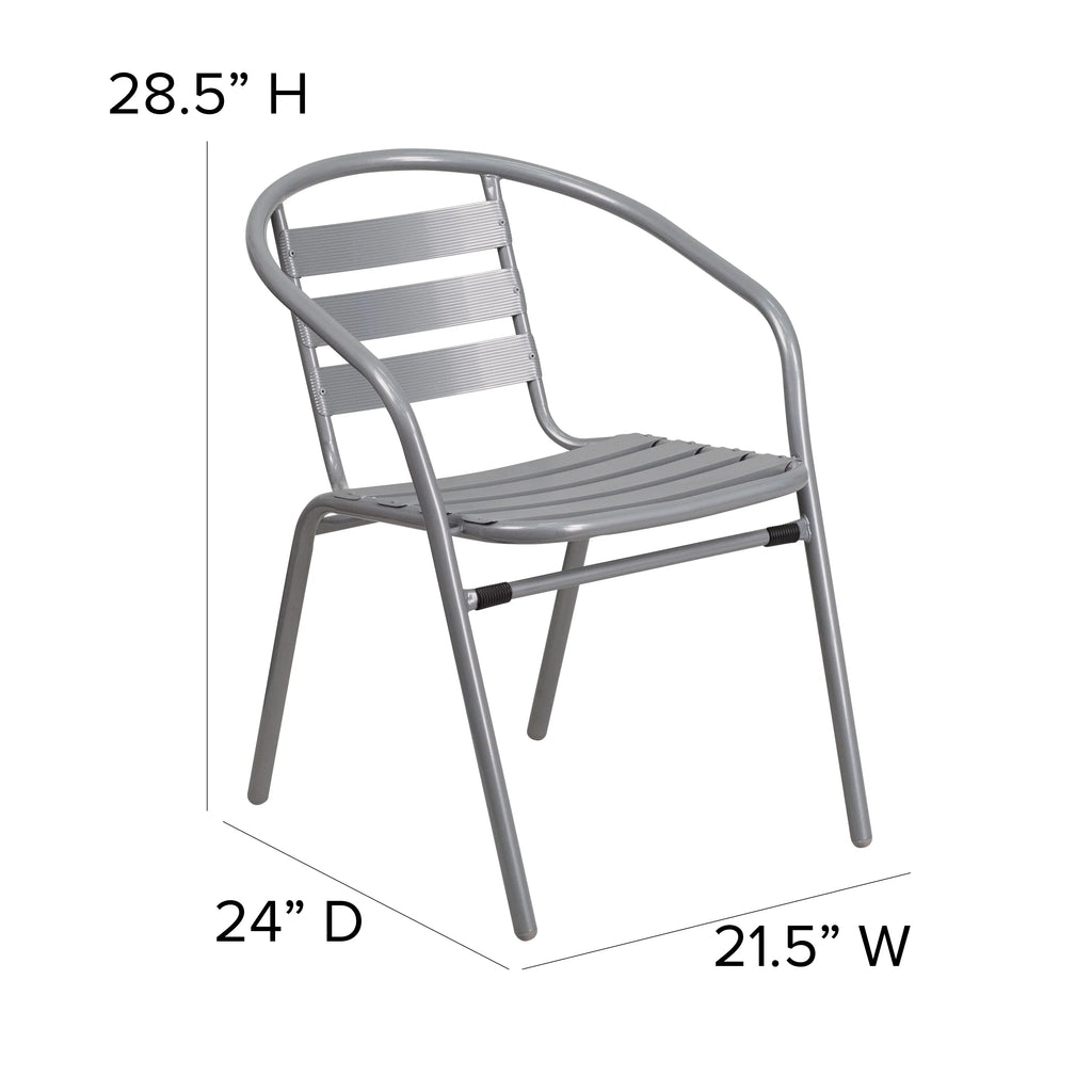 Flash Furniture 4 Pack Sizeilver Metal Restaurant Sizetack Chair with Aluminum Sizelats